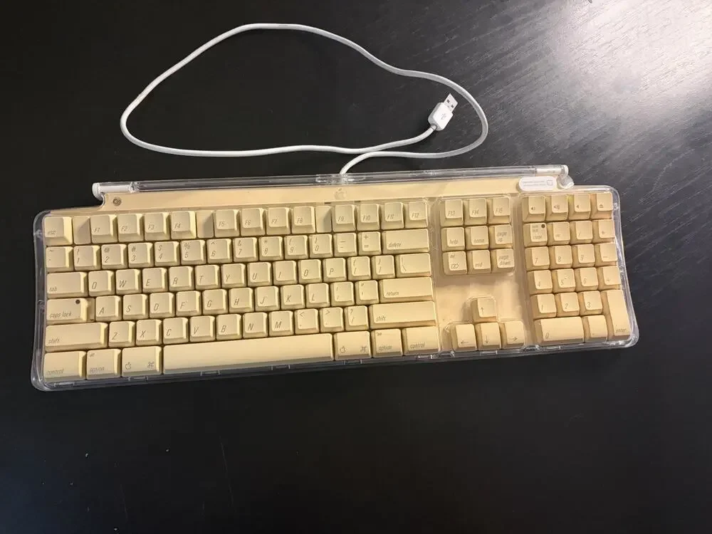Vintage Apple M7803 Pro USB Wired Keyboard Clear White Tested and Working
